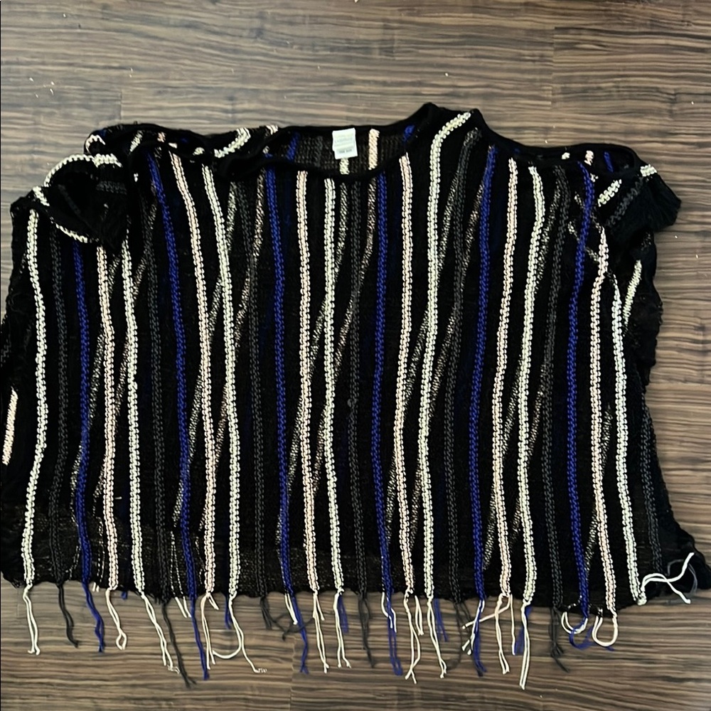 LSPACE Striped Black and Blue Sweater Tunic